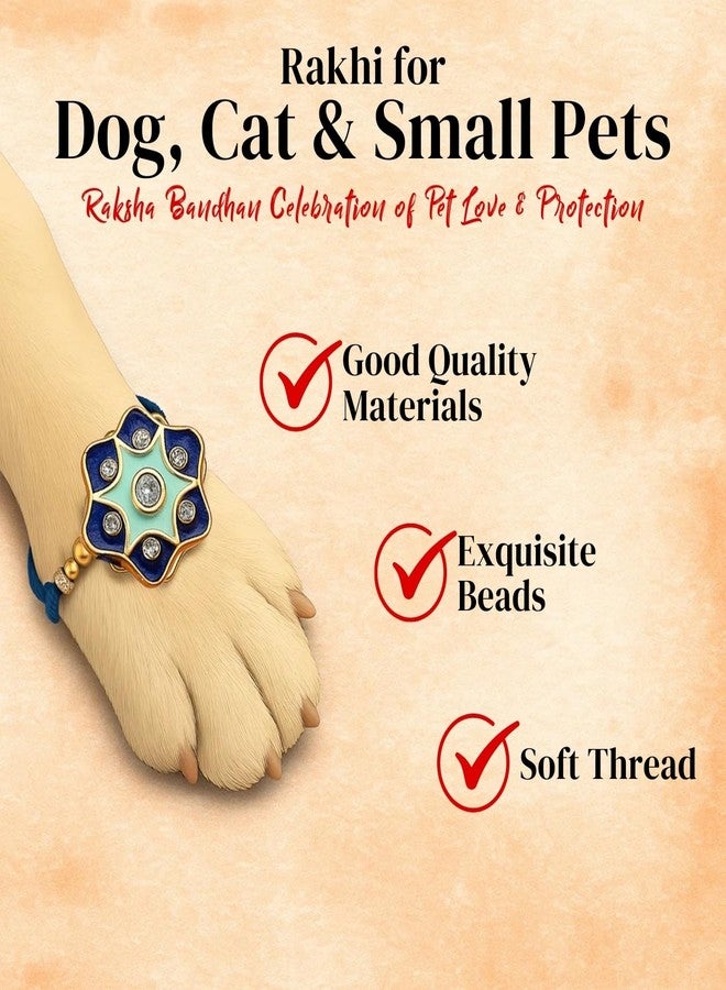 Sage Square Paw Bandhan Rakhi for Dog, Cat & Small Pets | Celebrate Bonds of Love This Raksha Bandhan | Cute Rakhi with Beads, Decorative Threads | Gift for Pet Lovers & Furry Companions (Type 22) - Image 4